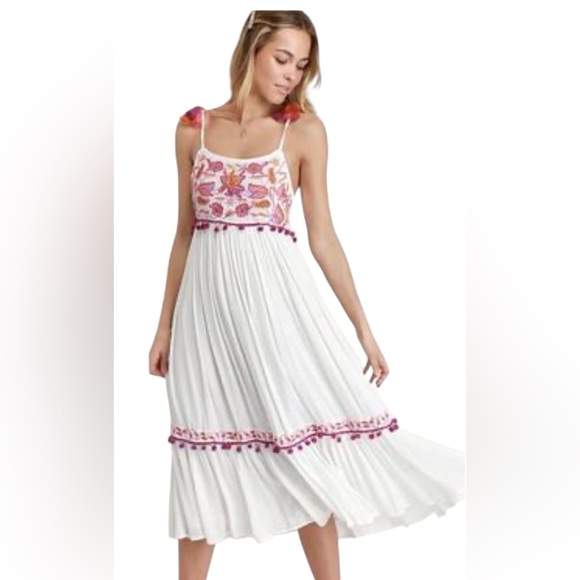 First Bloom Ivory Embroidered Sleeveless Midi Dress from Raga- NWT - Picture 2 of 7